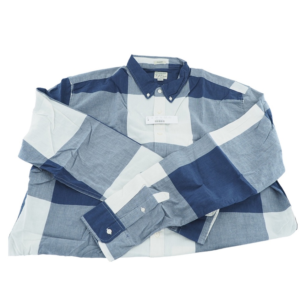 J.Crew Men's Tall Stretch Secret Wash Cotton Poplin Shirt in Exploded Gingham